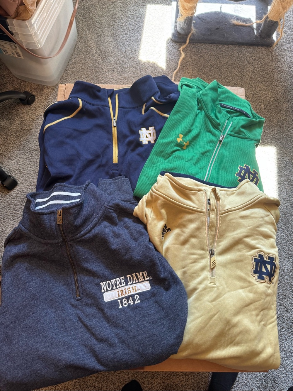 Men’s Quarter-Zip Pullover Notre Dame Bundle - Navy, Green, Gold